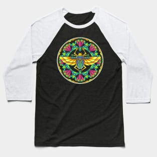 Egyptian Symbol Scarab Mandala Style Design Baseball T-Shirt